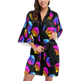 Hex Pulse Combo Black Women's Short Kimono Robe