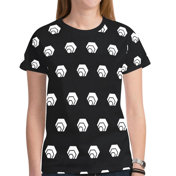 Hex White Black Women's All Over Print Mesh Cloth T-shirt