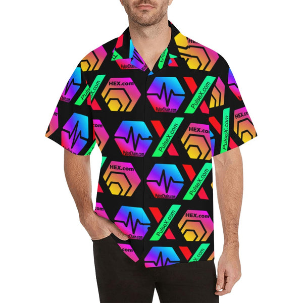 HPXdotCOM Black Men's All Over Print Hawaiian Shirt