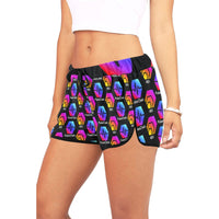Hex Pulse TEXT Black Women's All Over Print Casual Shorts