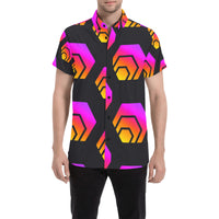 Hex Black Tapered Men's All Over Print Shirt