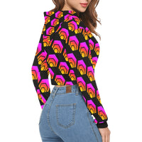 Hex Black Women's All Over Print Cropped Hoodie