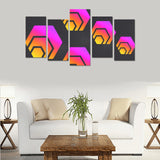 Hex Black Tapered Canvas Wall Art Prints (No Frame) 5-Pieces