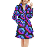 Pulse Black Women's All Over Print Fleece Robe