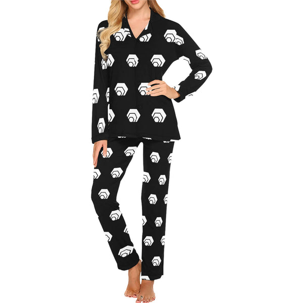 Hex White Black Women's Long Pajama Set
