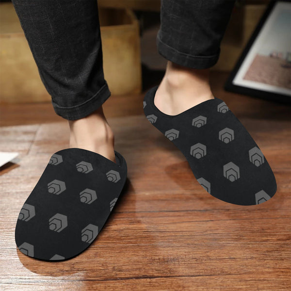 Hex Black & Grey Men's Non-Slip Cotton Slippers