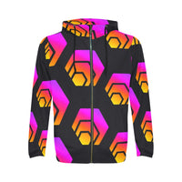 Hex Black Tapered Men's All Over Print Full Zip Hoodie