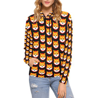 Shiba Inu Black Women's All Over Print Hoodie