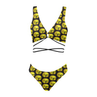 Time 3D 2 BLK Cross String Bikini Set