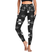 Hex Dot Com White All Over Print High Waist Leggings with Pockets