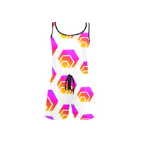 Hex Tapered Women's All Over Print Sleeveless Short Jumpsuit