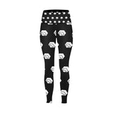 Hex White Black All Over Print High Waist Leggings with Pockets