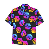 Hex Pulse Combo Black Men's All Over Print Hawaiian Shirt With Chest Pocket