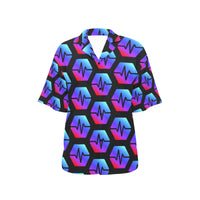 Pulse Black All Over Print Hawaiian Shirt for Women