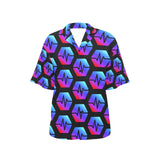 Pulse Black All Over Print Hawaiian Shirt for Women