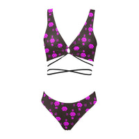 5555 Pink Cross String Bikini Set