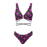 5555 Pink Cross String Bikini Set