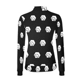 Hex White Black Women's All Over Print Mock Neck Sweater