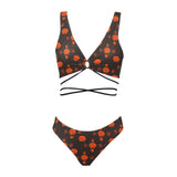 5555 Orange Cross String Bikini Set