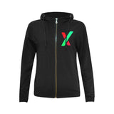 PulseX Logo Black Women's All Over Print Full Zip Hoodie