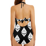 Ethereums Black Backless Bow Hollow Out Swimsuit