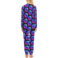 Pulse Black Women's All Over Print Pajama Set with Trouser Opening