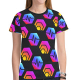 Hex Pulse Combo Black Women's All Over Print Mesh Cloth T-shirt