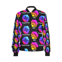 Hex Pulse TEXT Black Women's All Over Print Bomber Jacket