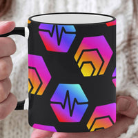 Hex Pulse Combo Black Custom Ceramic Mug With Colored Rim and Handle (11oz)