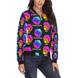 Hex Pulse TEXT Black Women's All Over Print Bomber Jacket