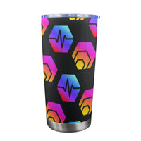 Hex Pulse Combo Black Custom Tumbler with Transparent Lid (20oz)