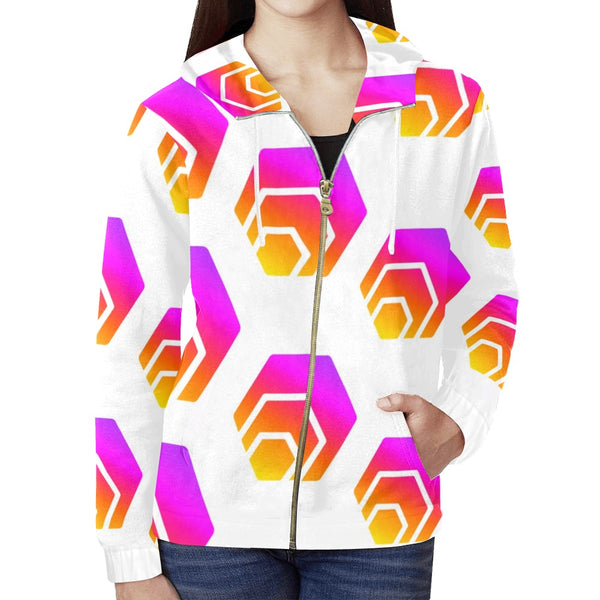 Hex Tapered Women's All Over Print Full Zip Hoodie