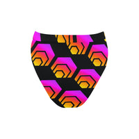 Hex Black High-Waisted High-Cut Bikini Bottom
