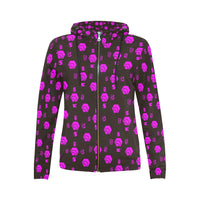 5555 Pink Women's All Over Print Full Zip Hoodie