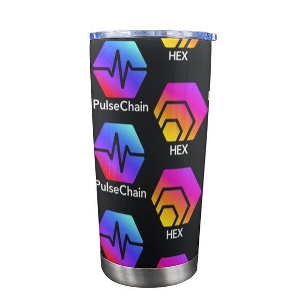 Hex Pulse TEXT Black Custom Tumbler with Transparent Lid (20oz)