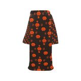 5555 Orange Blanket Robe with Sleeves for Adults