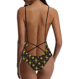 5555 Women's Lacing Backless One-Piece Swimsuit