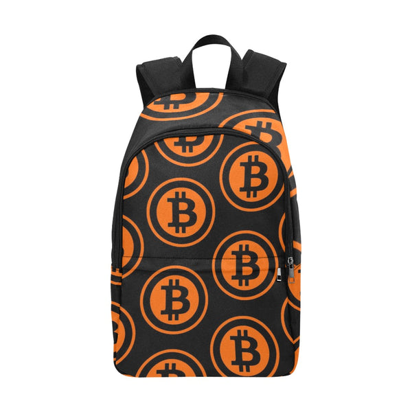Bitcoin Black & Orange All-Over Print Unisex Casual Backpack