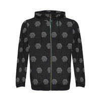 Hex Black & Grey Men's All Over Print Full Zip Hoodie