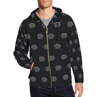 Hex Black & Grey Men's All Over Print Full Zip Hoodie