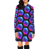 Pulse Black Women's All Over Print Hoodie Mini Dress