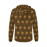 Hex Brown & Tan Women's All Over Print Full Zip Hoodie