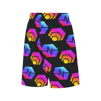 Hex Pulse Combo Black All Over Print Basketball Shorts With Pockets