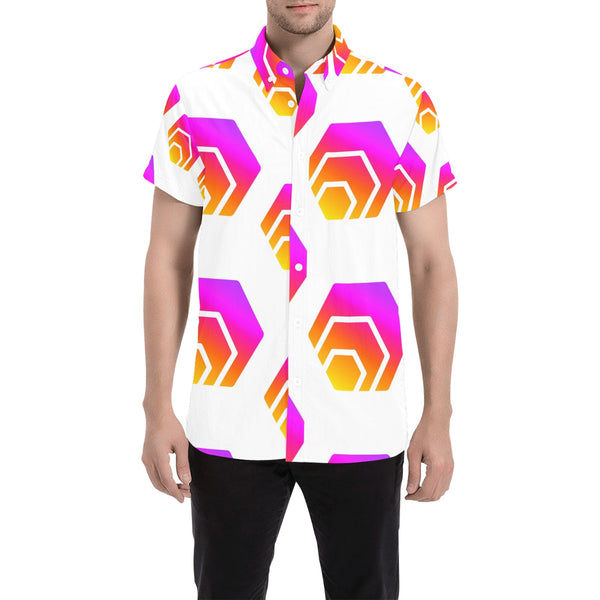 Hex Tapered Men's All Over Print Button Down Short Sleeve Shirt