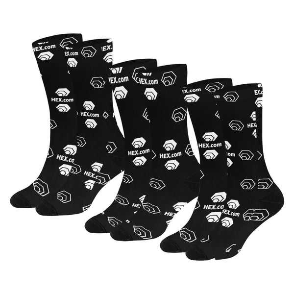 Hex Dot Com White Sublimated Crew Socks (3 Packs)