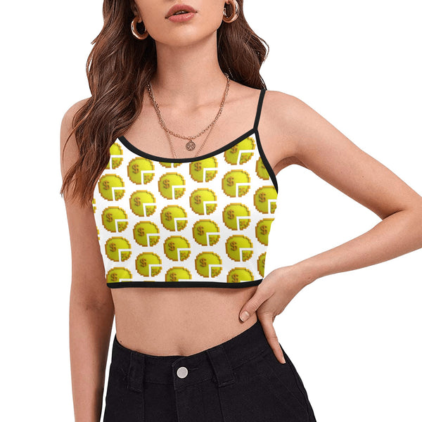 Time 3D 2 WHT Women's Spaghetti Strap Crop Top