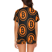 Bitcoin Black & Orange Women's Short Pajama Set