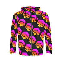 Hex Black Men's All Over Print Full Zip Hoodie