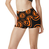 Bitcoin Orange Women's All Over Print Yoga Shorts
