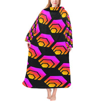 Hex Black Blanket Robe with Sleeves for Adults